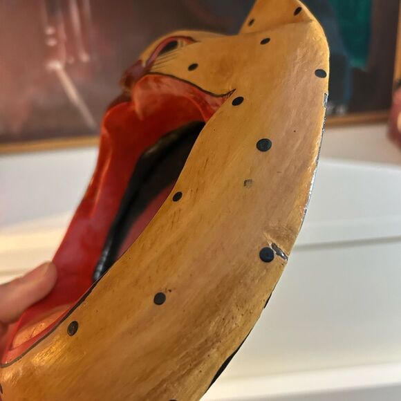 Vintage 90s Handcrafted Wooden Whismsygoth Cat Face Mirror Rare - Picture 12 of 14